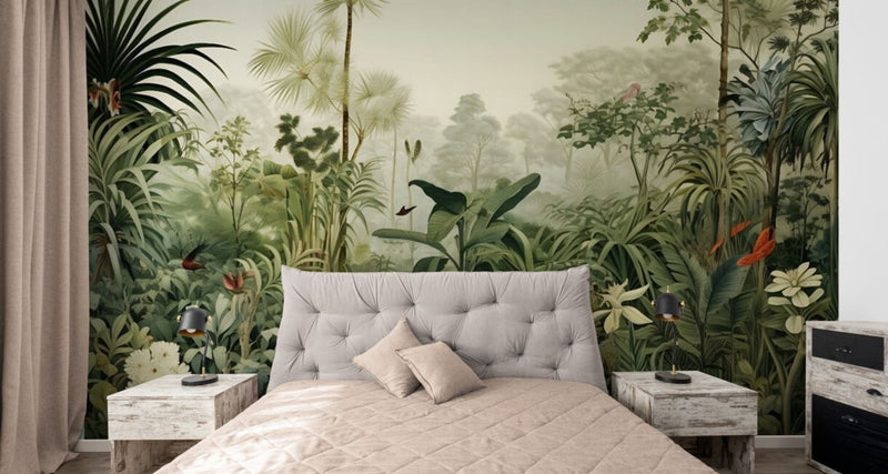 Papier peint Papier peint tête de lit jungle apportera une sereine.