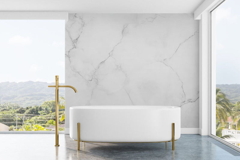 Papier peint Papier peint marbre salle de bain marbré blanc italien,