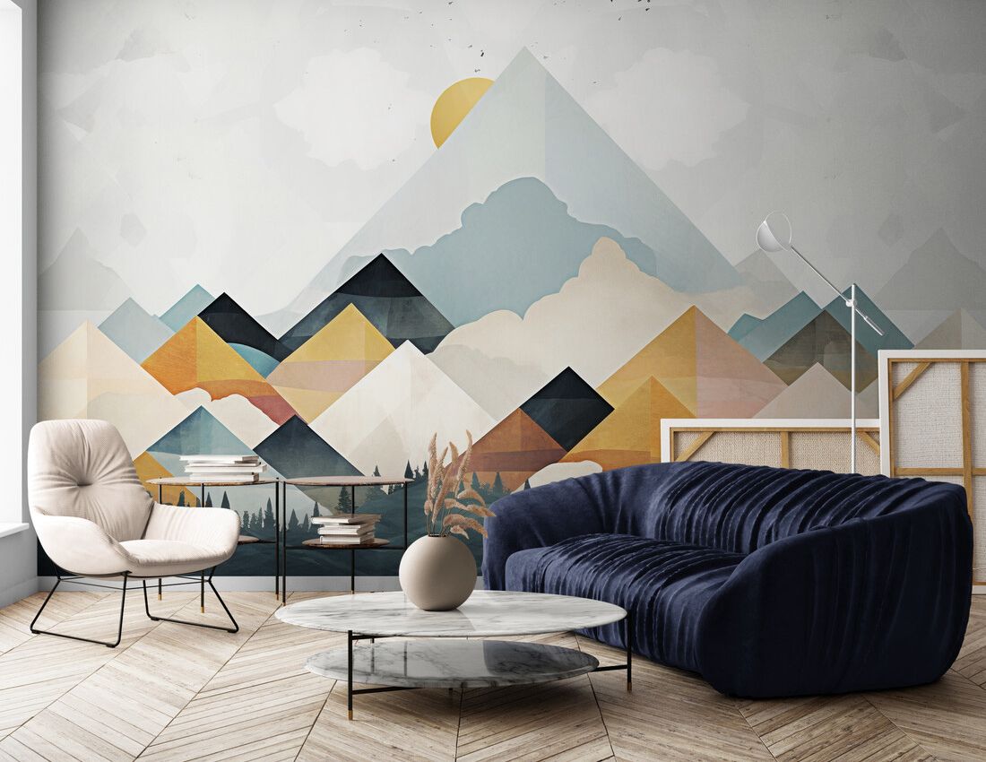 Papier peint Papier peint montagne graphique artistique transformera douces,