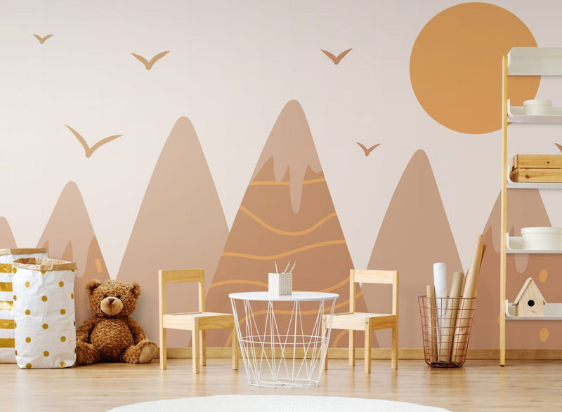 Papier peint Papier peint enfant montagne enfant scandinave mural inspiré douces