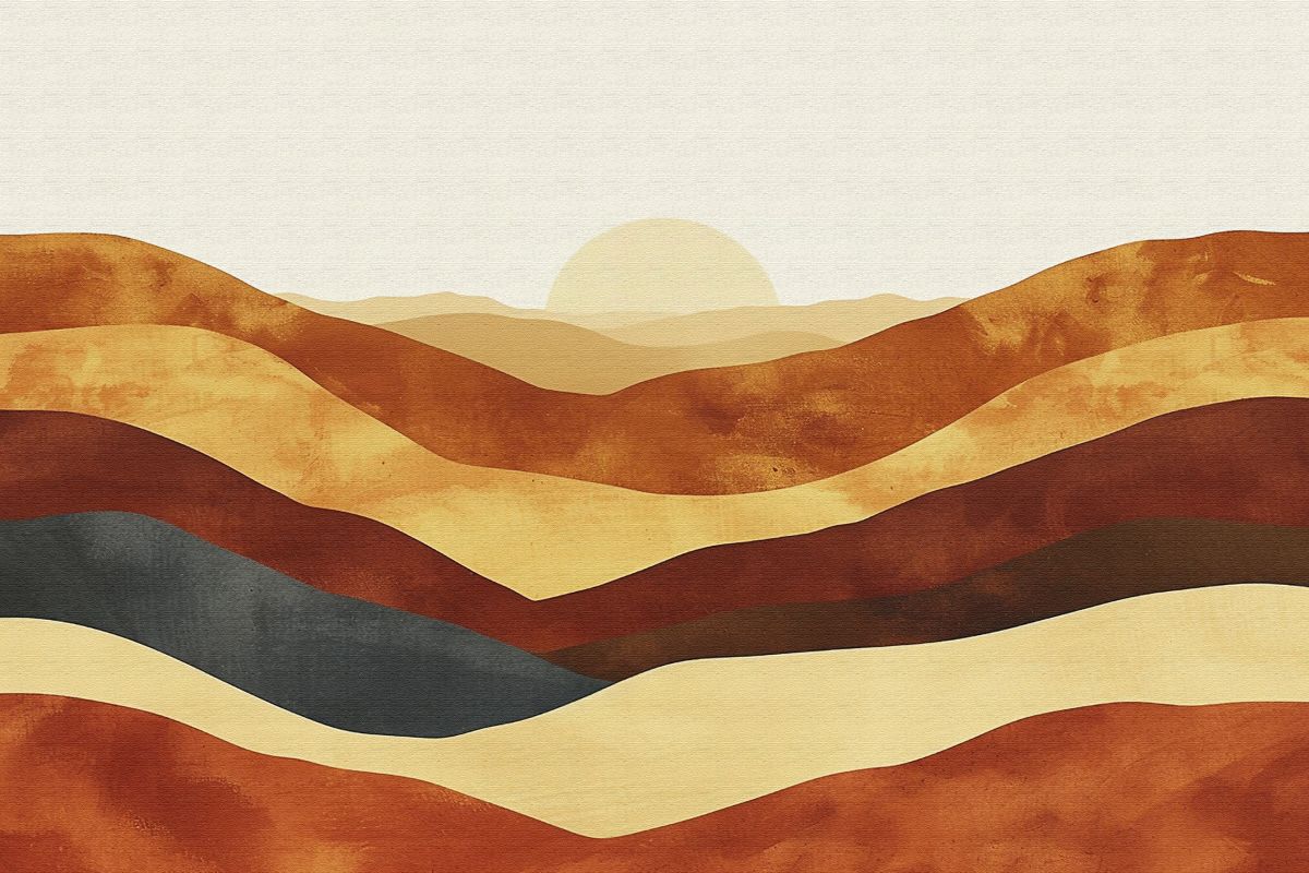 Papier peint montagne terracotta