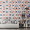 Papier peint Papier peint fleur graphique floral géométrique scandinave,