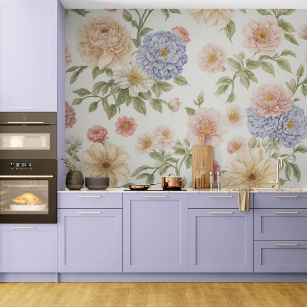 Papier peint Papier peint hortensia romantique de floral