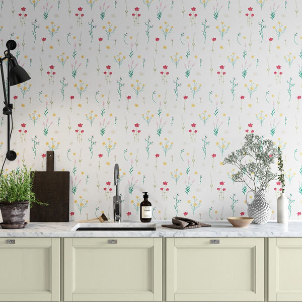 Papier peint Papier peint petites fleurs floral délicat, champêtre