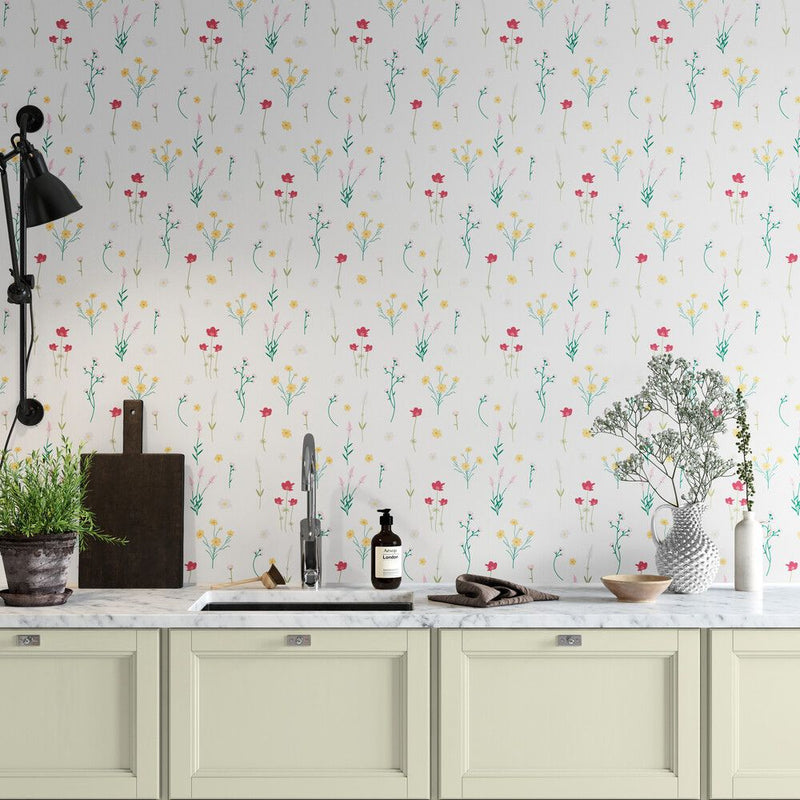 Papier peint Papier peint petites fleurs floral délicat, champêtre