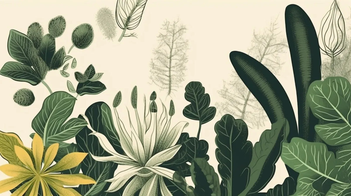 Papier peint plantes tropicales fleuries