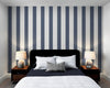 Papier peint rayures bleu et blanc mur chambre