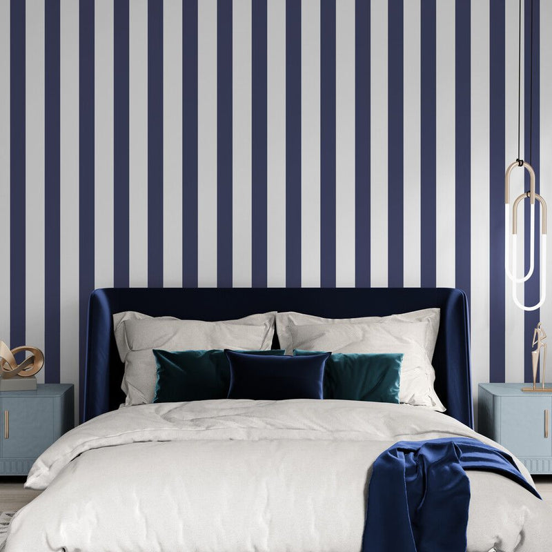 Papier peint rayures chambre décoration murale