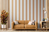 Papier peint rayure marron mur salon