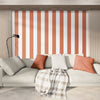 Papier peint rayures orange déco salon