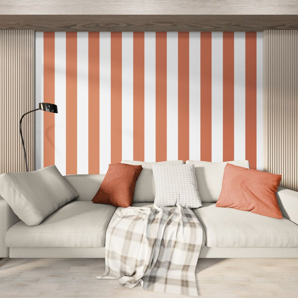 Papier peint rayures orange déco salon