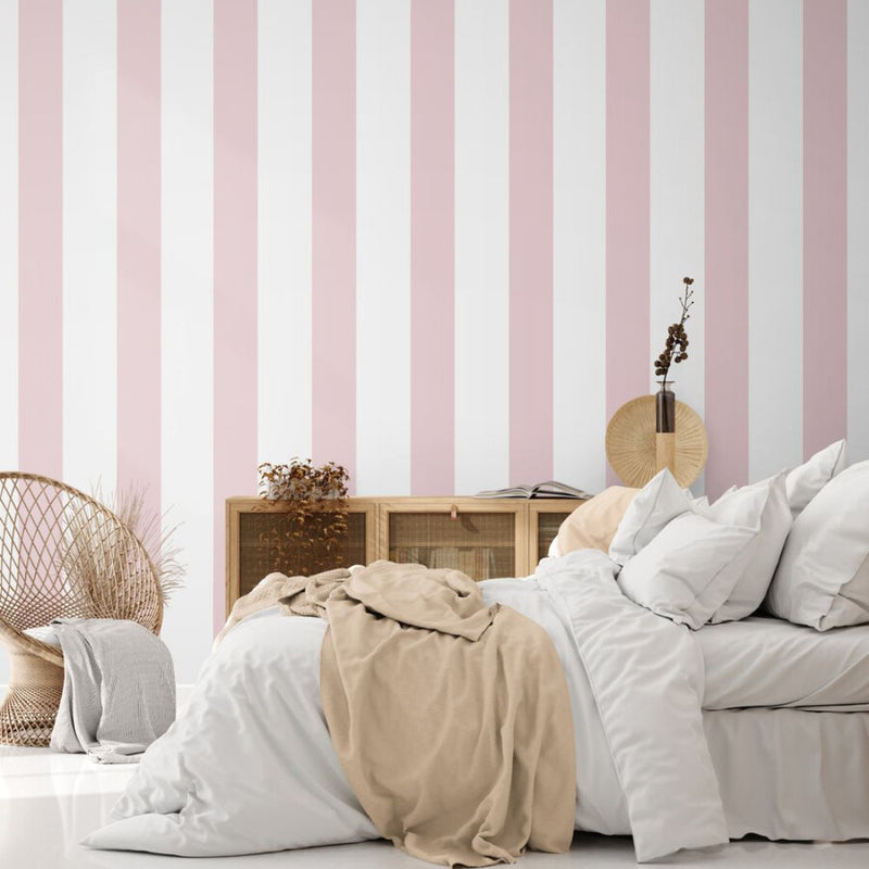 Papier peint rayures roses chambre tapisserie murale