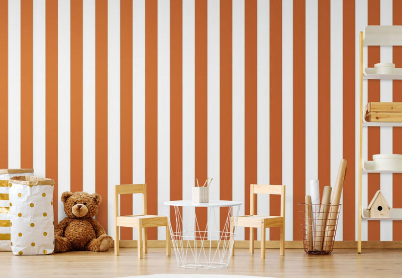Papier peint Papier peint rayures terracotta de rayures épuré