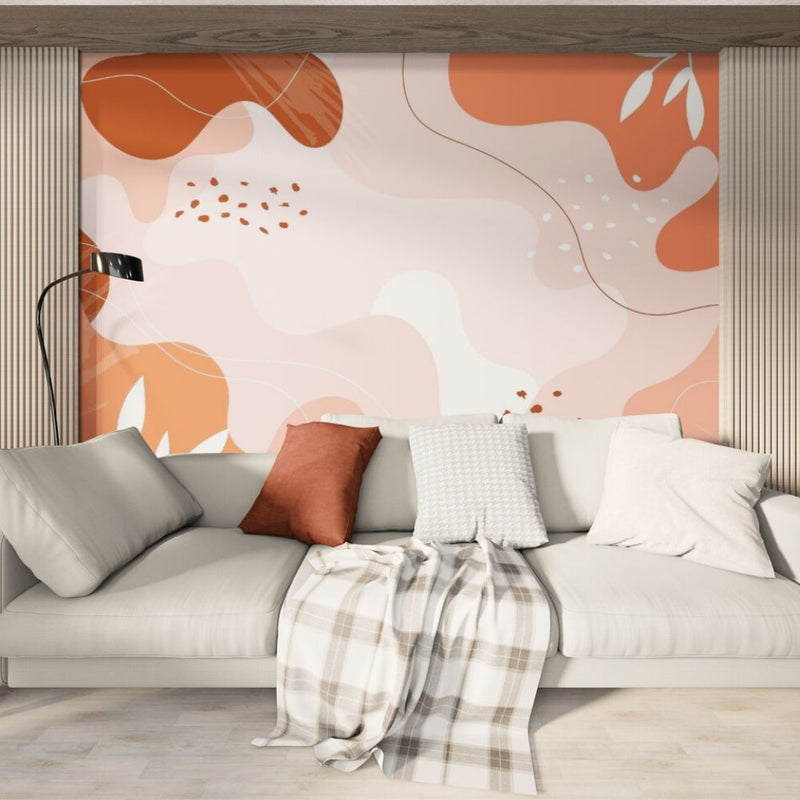 Papier peint Papier peint graphique terracotta abstrait aux scandinave,