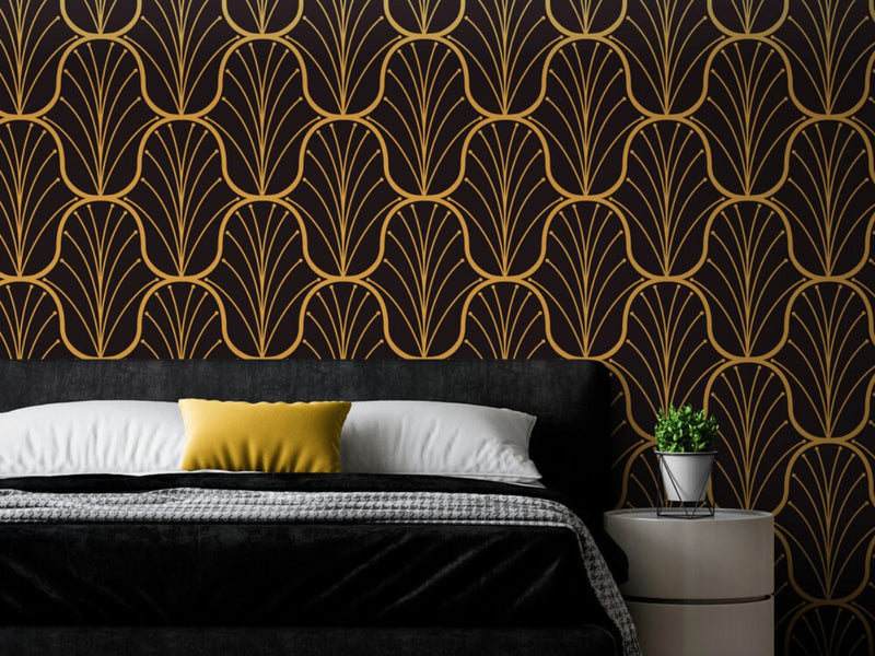 Papier peint Papier peint tête de lit art déco géométrique élégant luxueuse