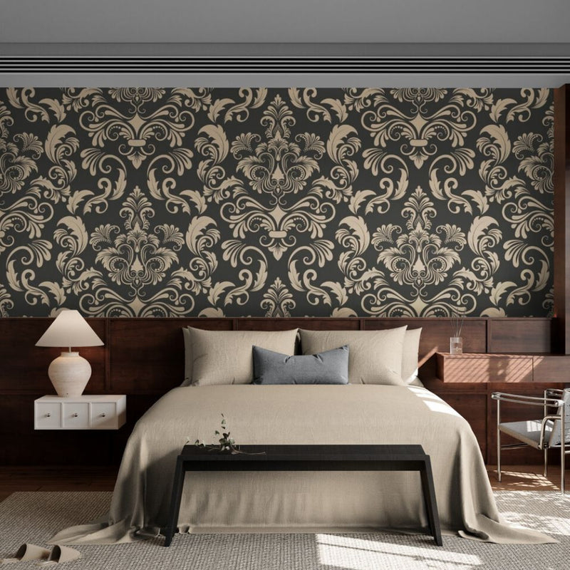 Papier peint Papier peint tête de lit baroque baroque or luxueuse