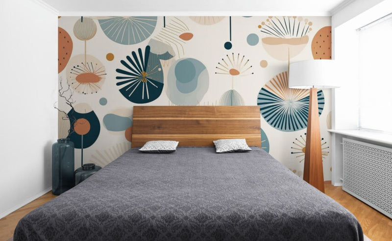 Papier peint Papier peint tête de lit graphique abstrait et scandinave,