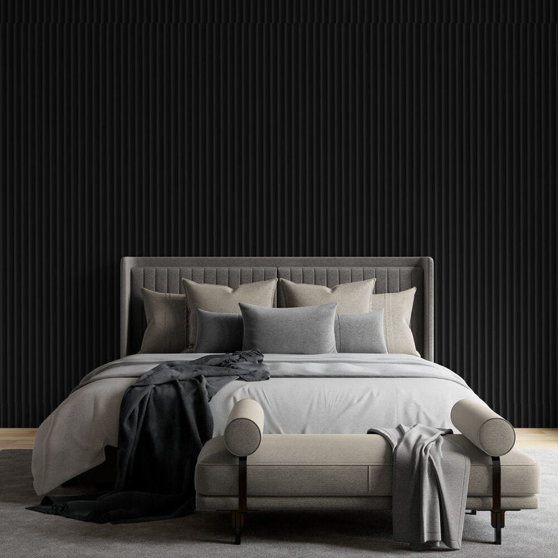 Papier peint Papier peint tête de lit noir linéaire vertical contemporain,