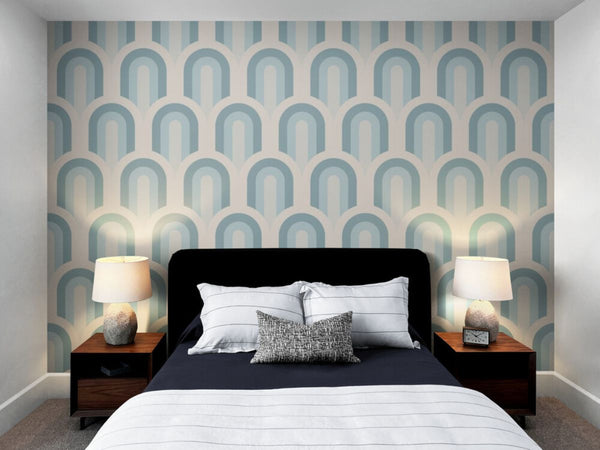 Papier peint Papier peint tête de lit scandinave géométrique de scandinave,