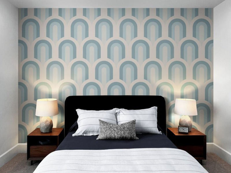 Papier peint Papier peint tête de lit scandinave géométrique de scandinave,