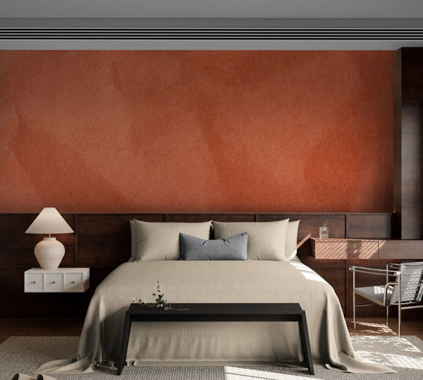 Papier peint Papier peint tête de lit terracotta texturé aux épuré