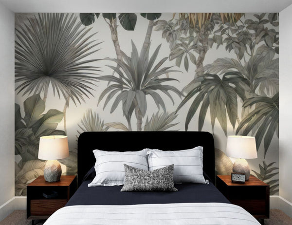 Papier peint Papier peint tête de lit tropical luxuriant de évoque