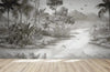papier panoramique jungle noir et blanc