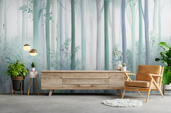 papier peint arbre bleu