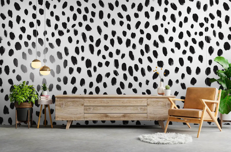 papier peint blanc point noir