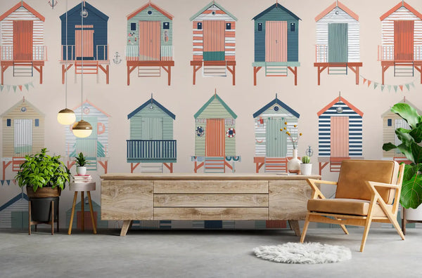 papier peint cabine de plage