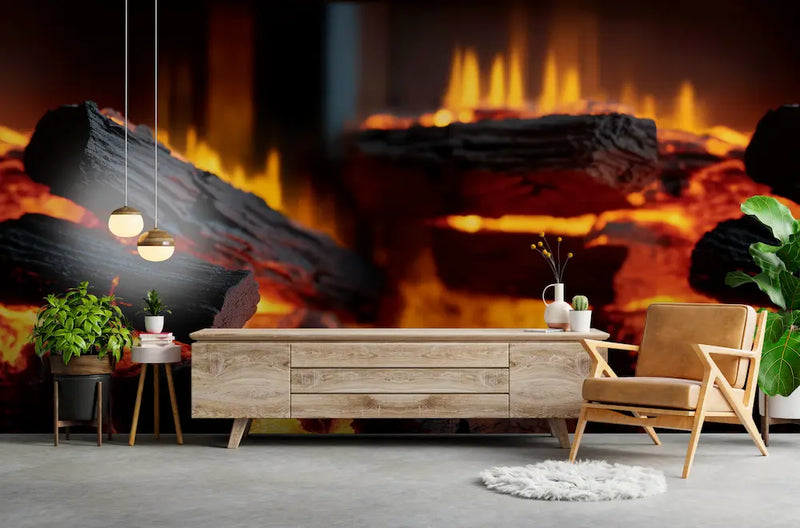 papier peint cheminée