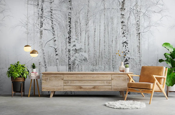 papier peint foret enneigée