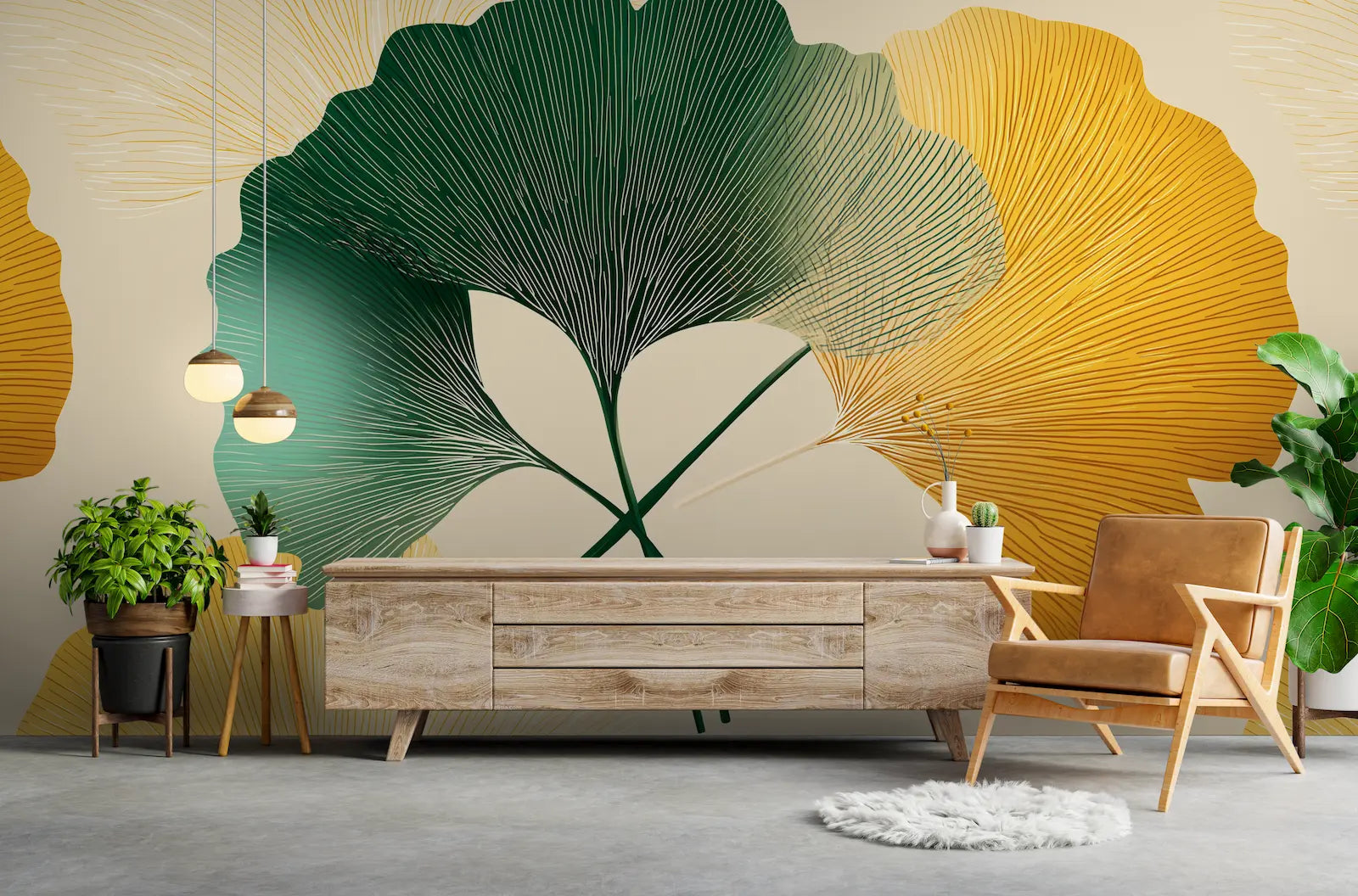 papier peint ginkgo 