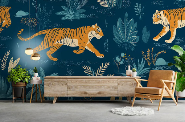 papier peint jungle tigre