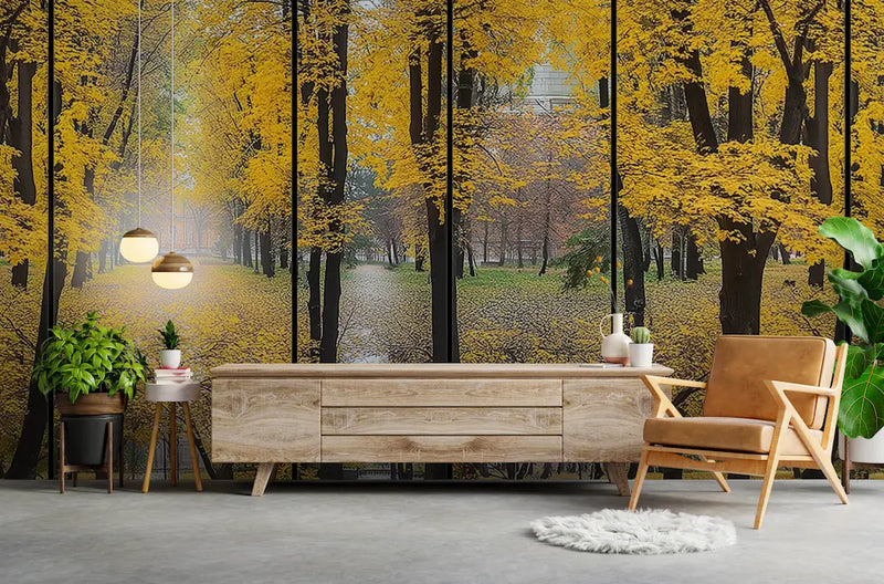 papier peint trompe l oeil arbre 