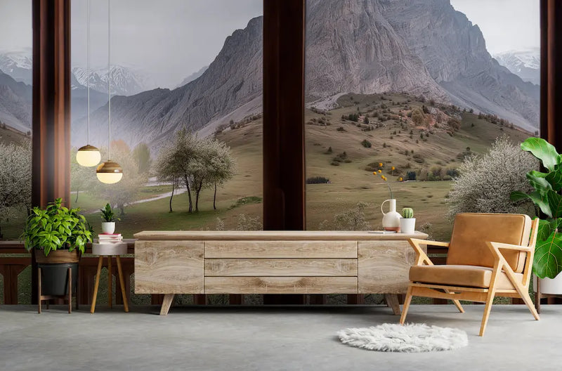 papier peint trompe l’oeil montagne