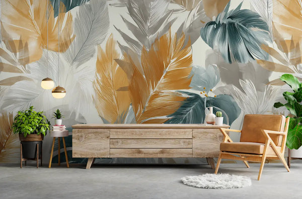 papier peint wild palms jaune