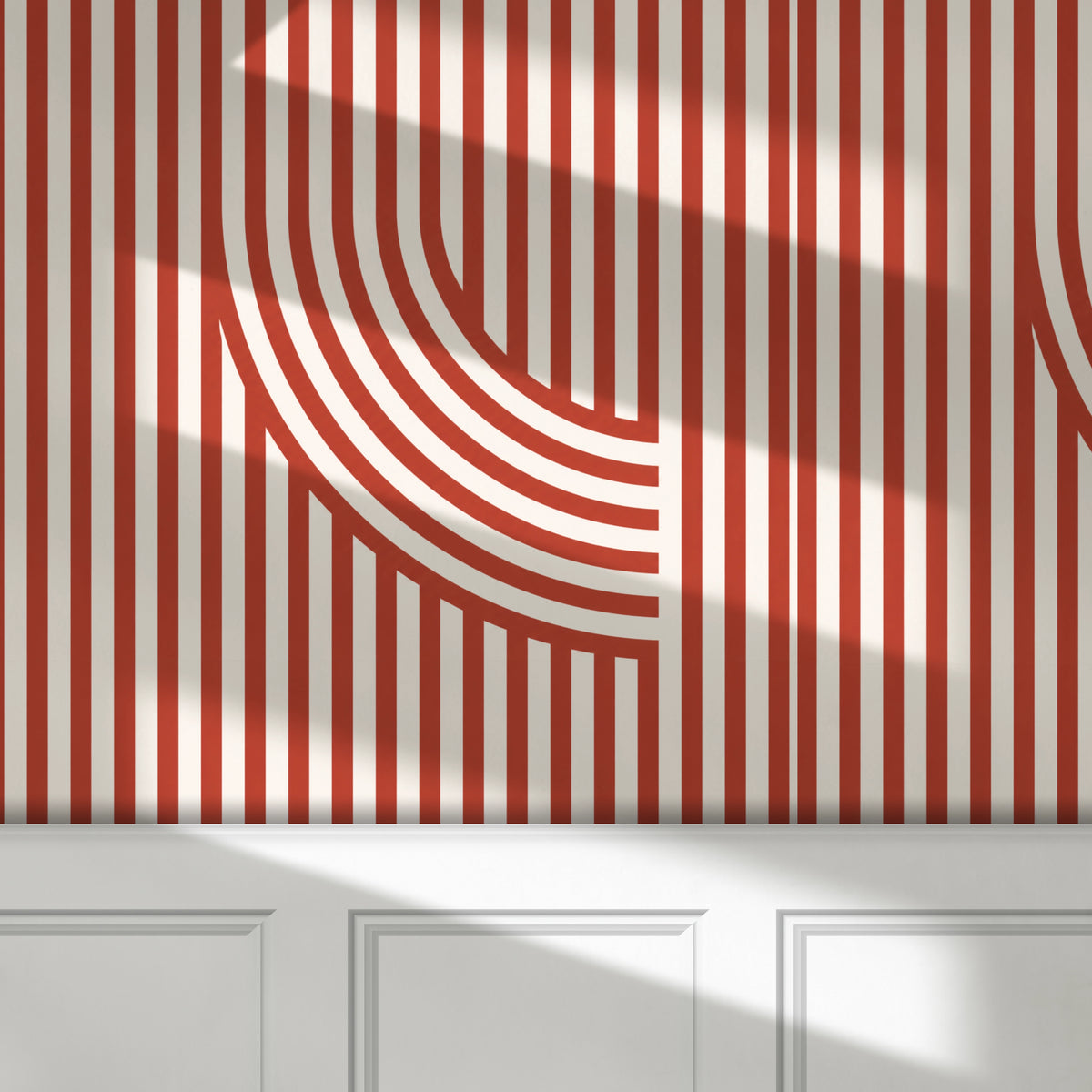Papier Peint Géométrique Rouge et Blanc
