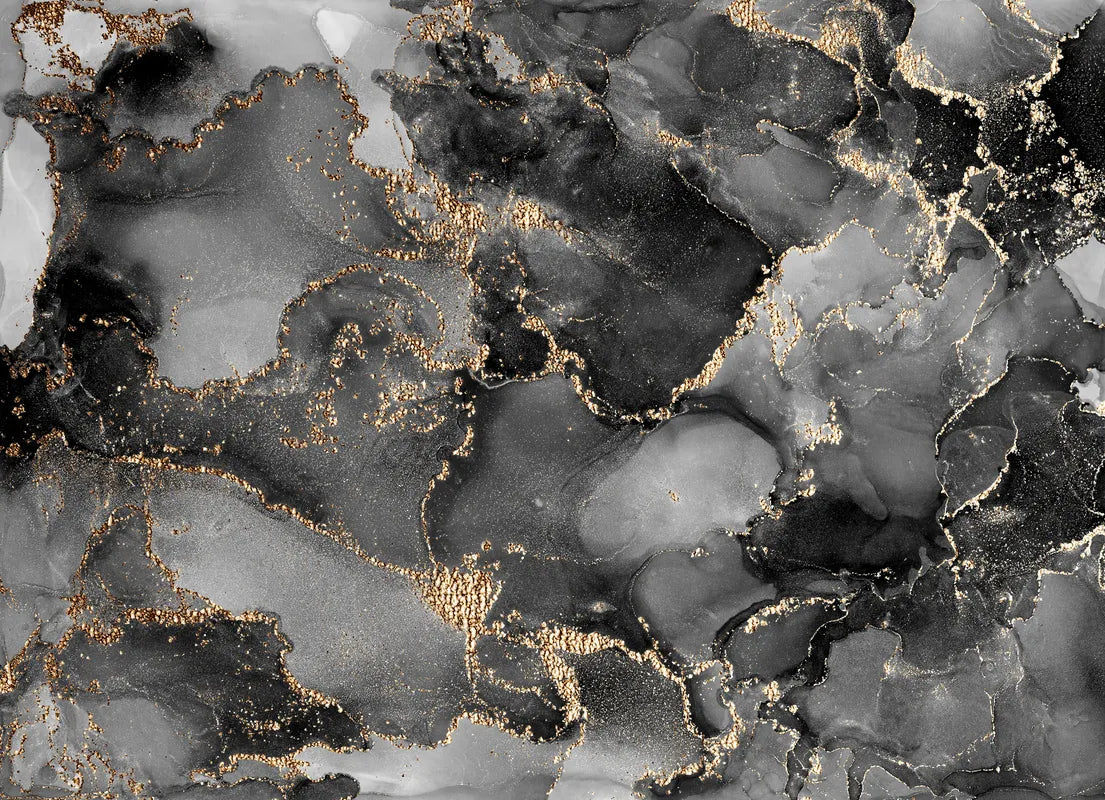 Papier peint marbre gris et doré