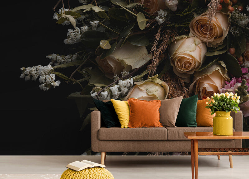 Papier peint Papier peint vintage fleurs sombres apportera une romantique