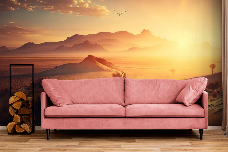 Papier peint Papier peint panoramique coucher de soleil désert apportera une des