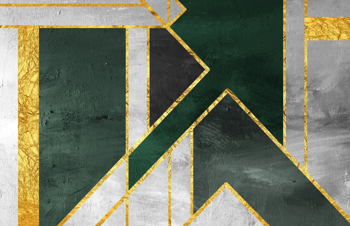 Papier peint motifs géométriques et lignes dorées