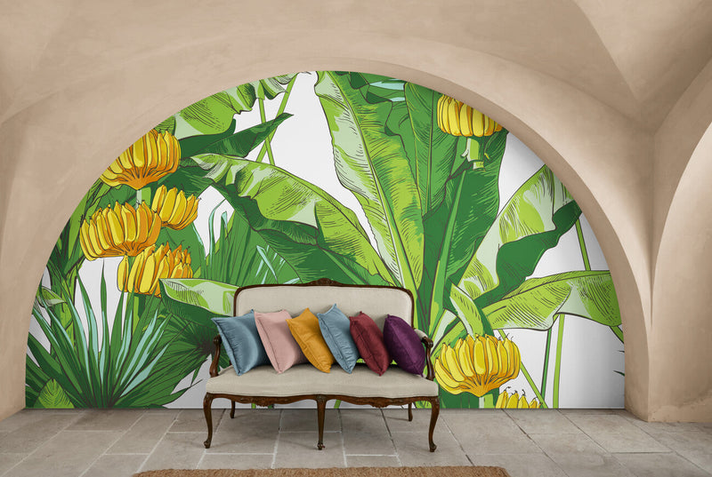Papier peint Papier peint bananier rétro tropical luxuriant apporte