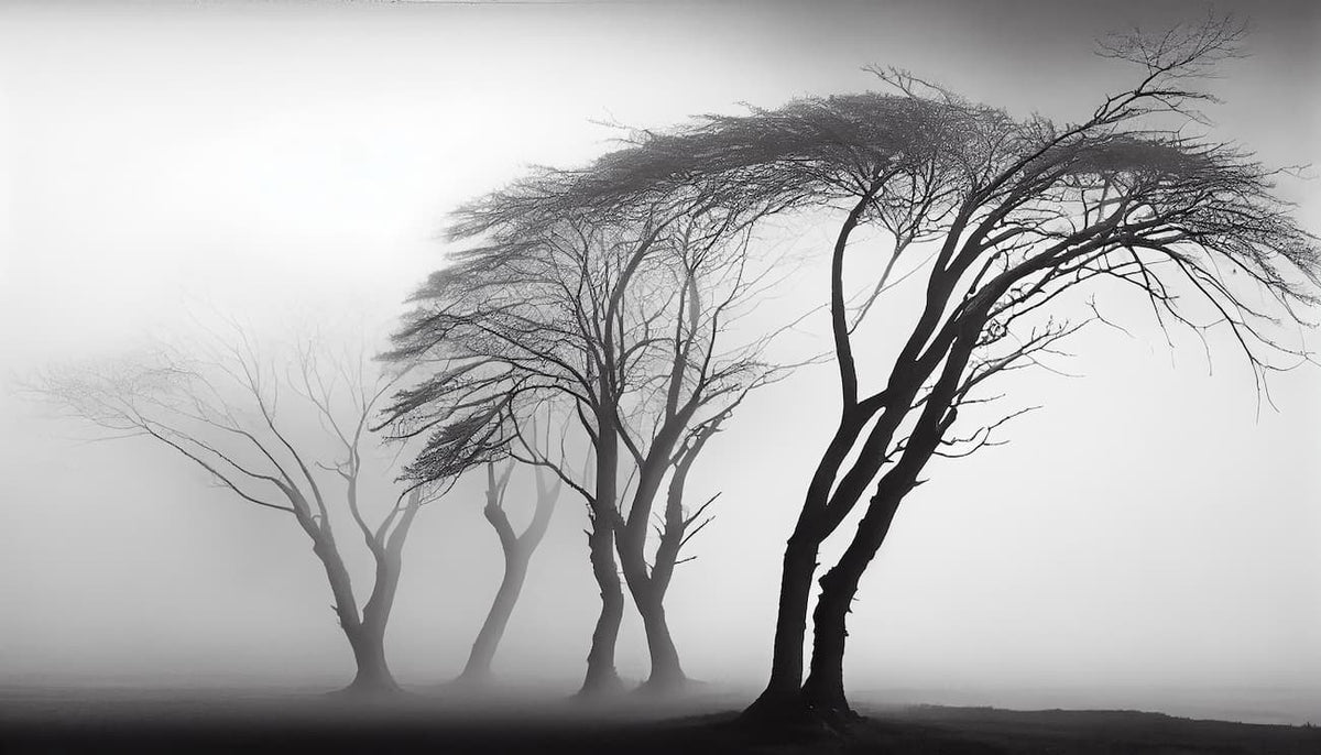 Papier peint arbre noir et blanc