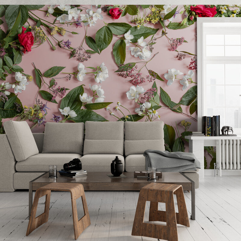 Papier peint Papier peint floral roses fleuries délicat de floral