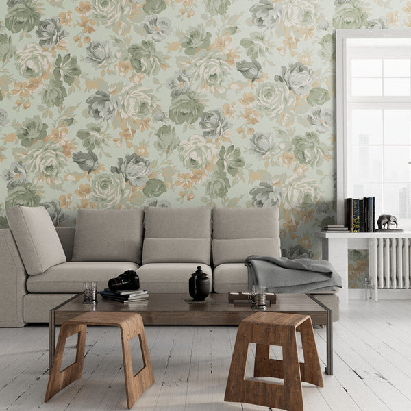 Papier peint Papier peint floral vintage floral romantique, anglais,