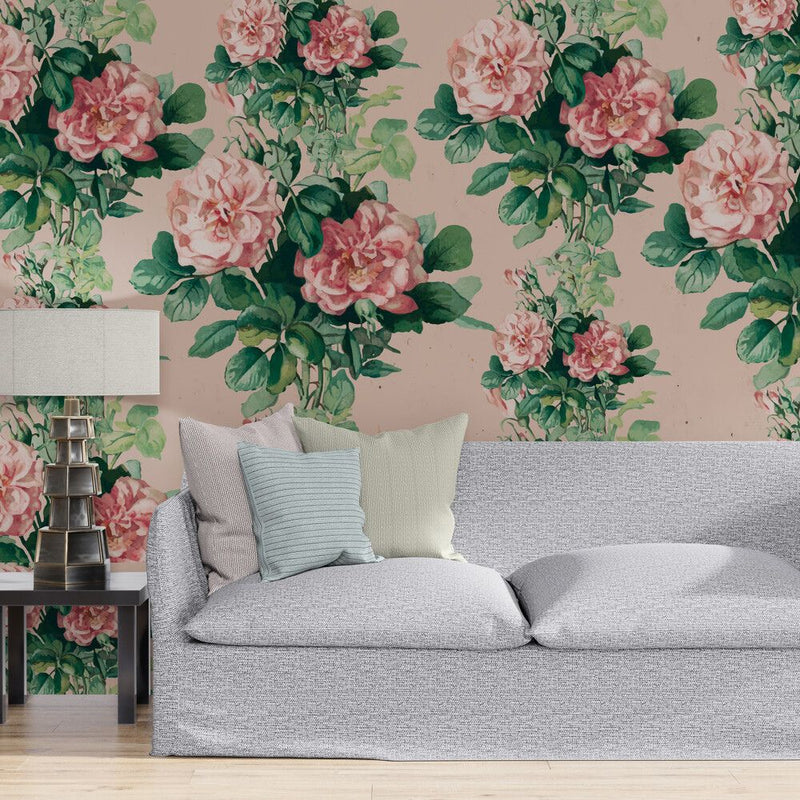 Papier peint Papier peint grosses fleurs vintage de la romantique