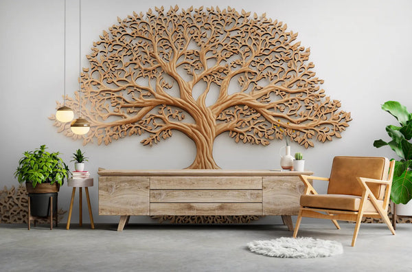 Tapisserie Murale Vintage En Laine Tissée Main - Animaux Et Arbre De Vie - Déco Ethnique