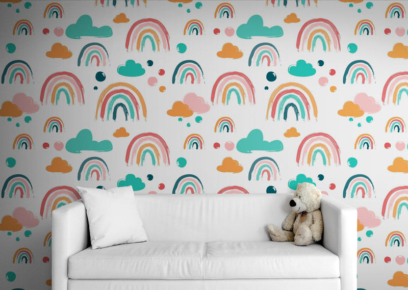 Papier peint Papier peint arc en ciel enfant joyeux de enfantin