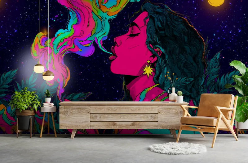 tenture murale psychédélique uv